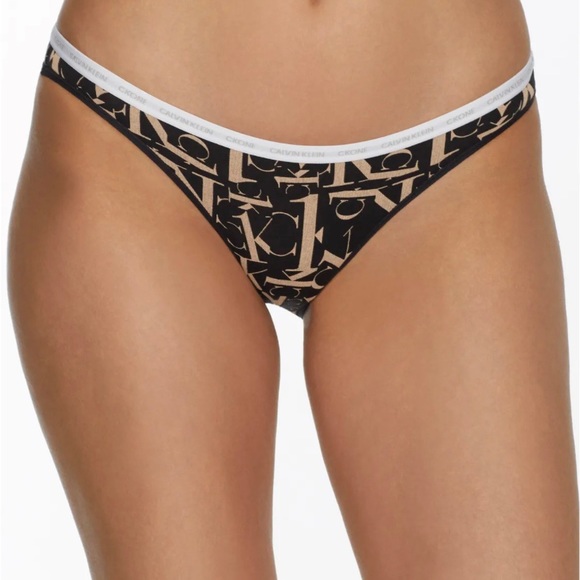 Calvin Klein Other - Calvin Klein Womens Black/Brown CK Logo Bikini Panty Size Large Low Rise Cotton
